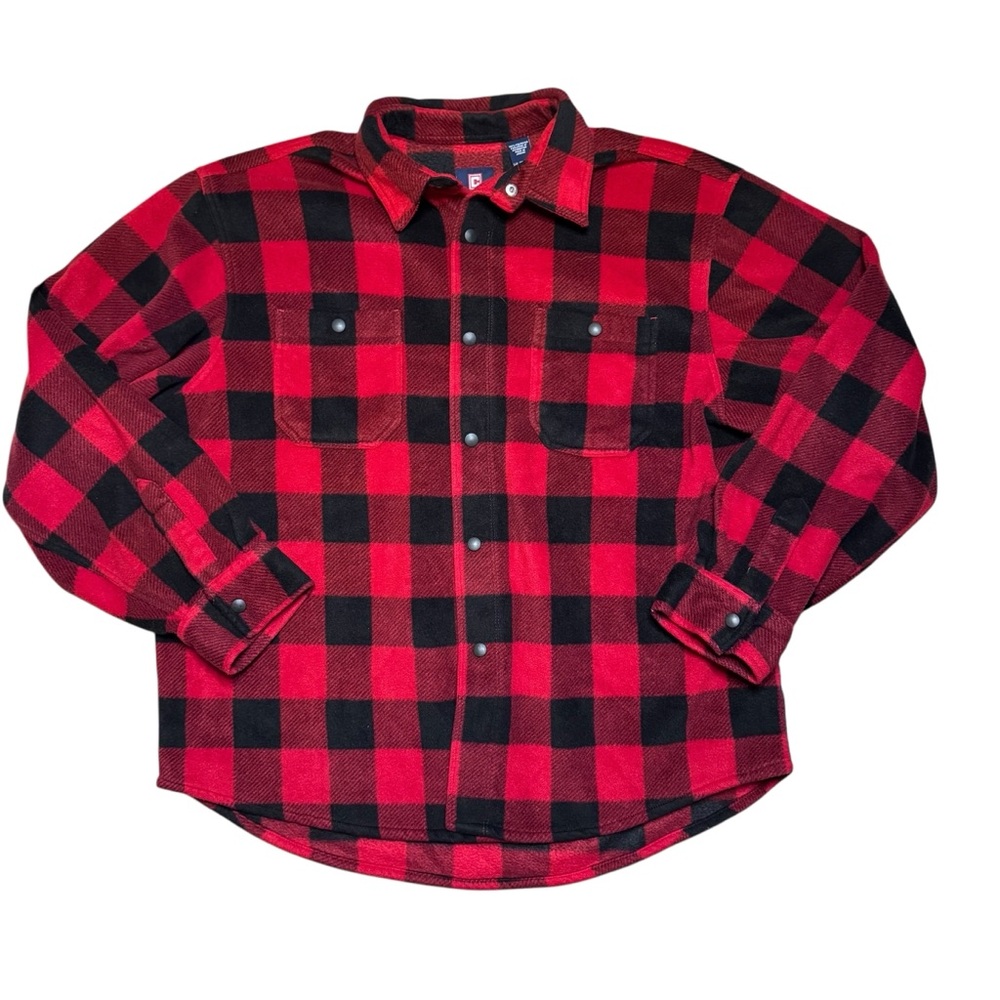 Chaps Men's Thick Flannel Red and Black Buffalo Plaid Shacket Shirt Size XXL